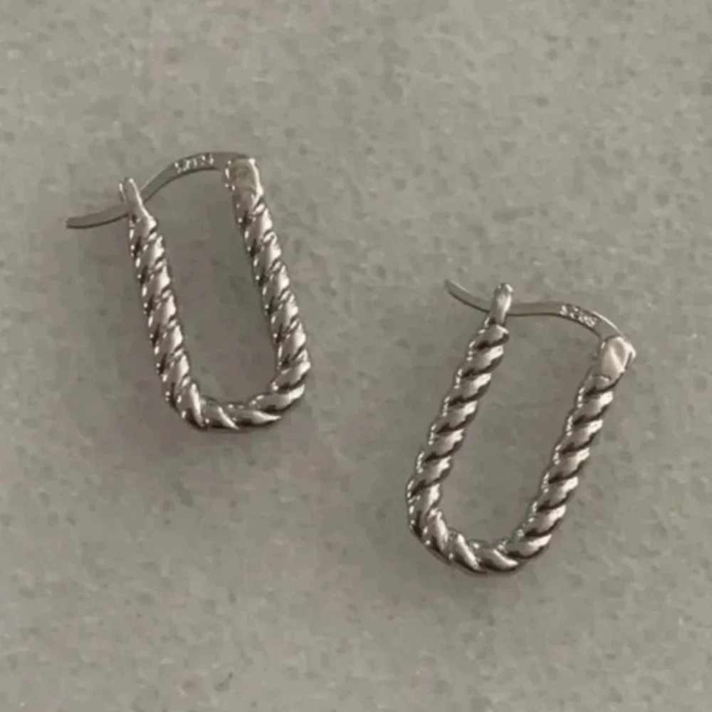 COPY - Sterling Silver Oval Twist Hoop Earrings Brand New